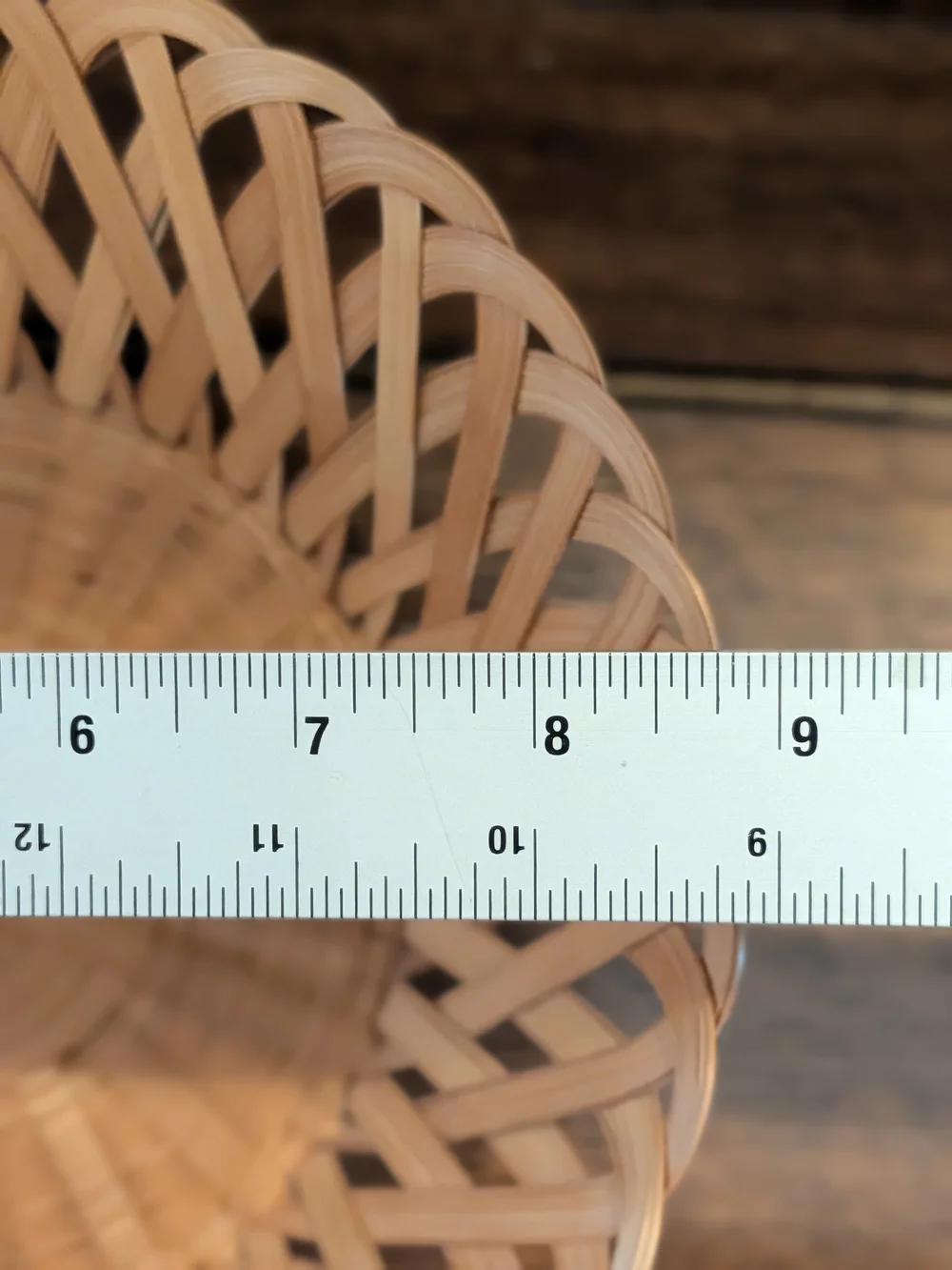 Natural Woven Bamboo Open Weave Lattice Bowl Basket